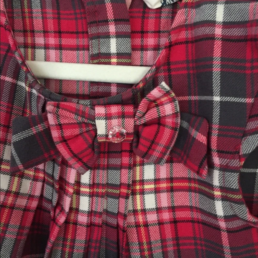 - H&M Girl’s flannel plaid  dress-red cap sleeves, size 6